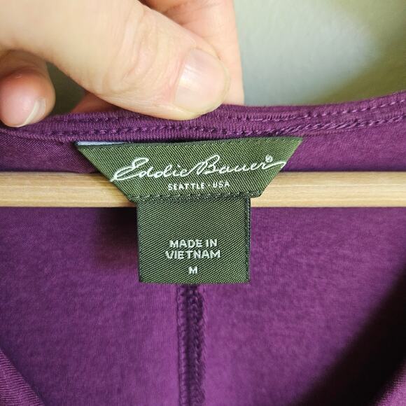 Eddie Bauer Maxi Dress Size M Purple Twist Front Sleeveless Cotton Comfy Summer - Picture 3 of 7